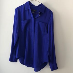 Women’s Jcrew Blue Silk Button Down Shirt Size 2